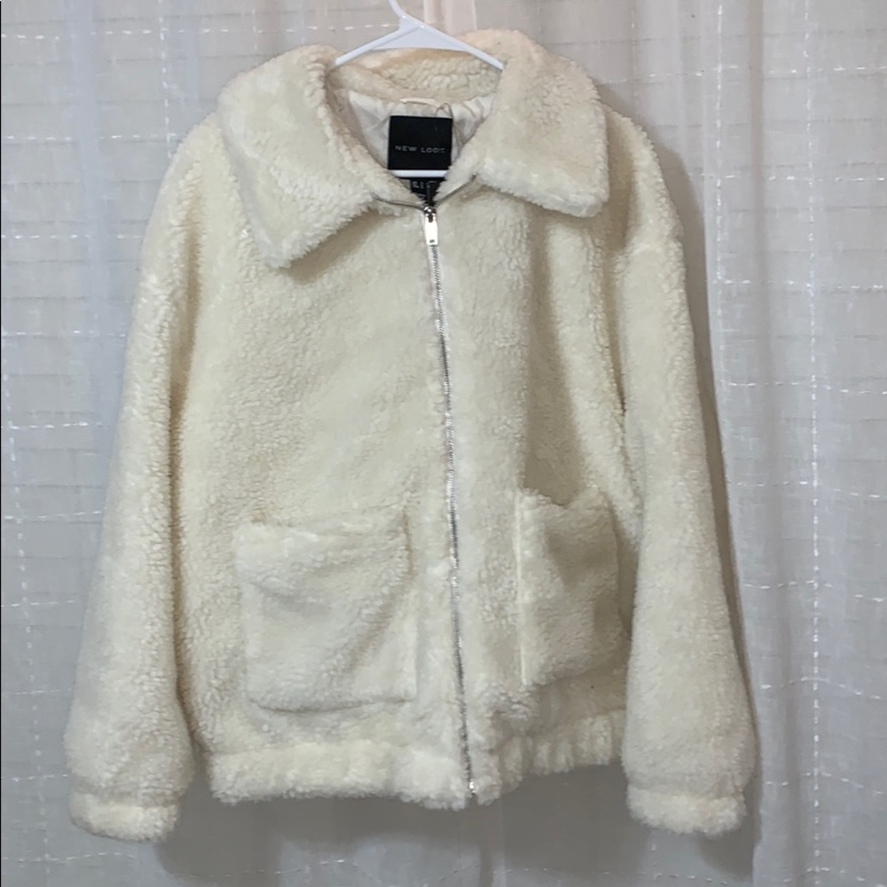 fuzzy zip up jacket